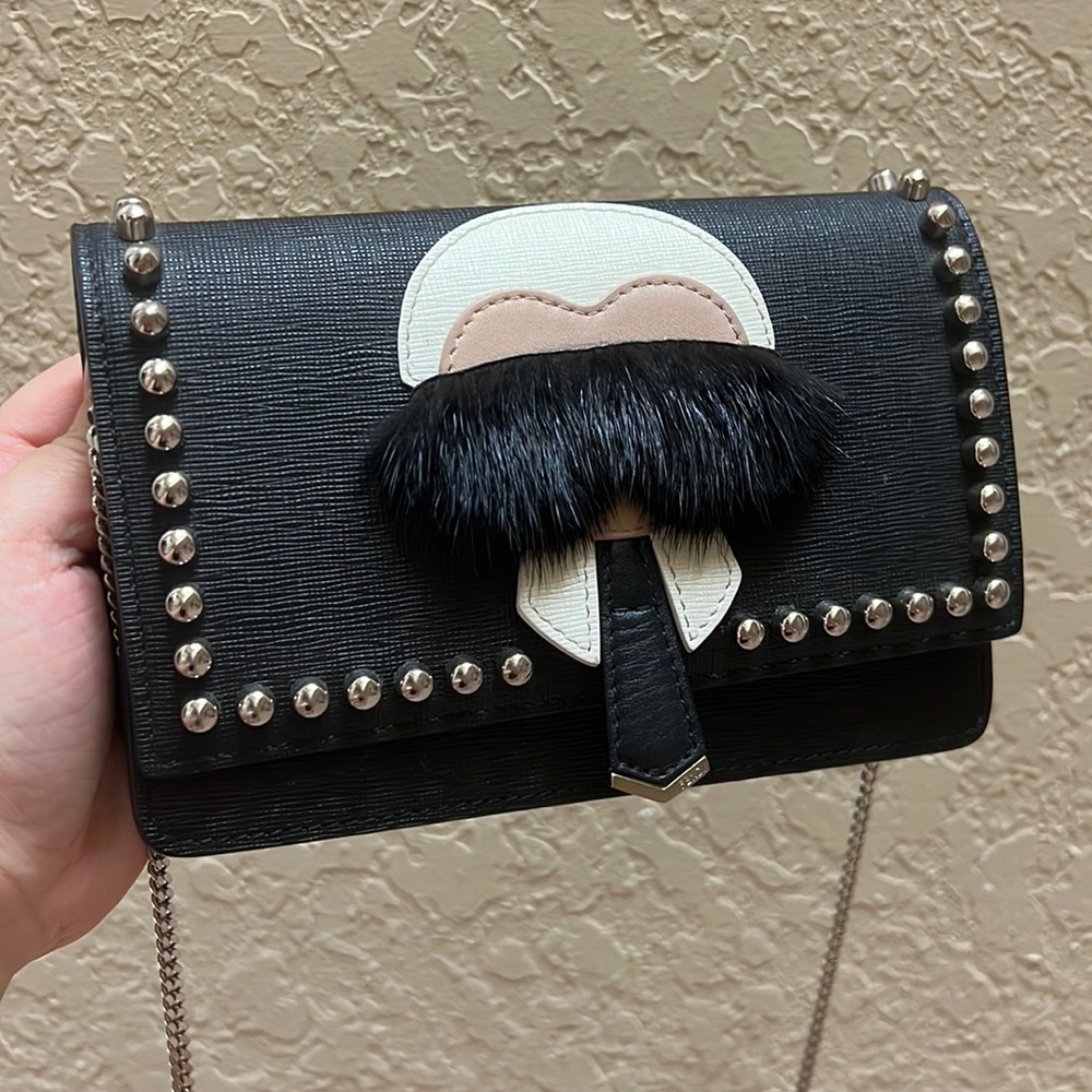 SOLD ! 💯 Authentic FENDI Karlito Wallet on Chain Studded Saffiano Leather